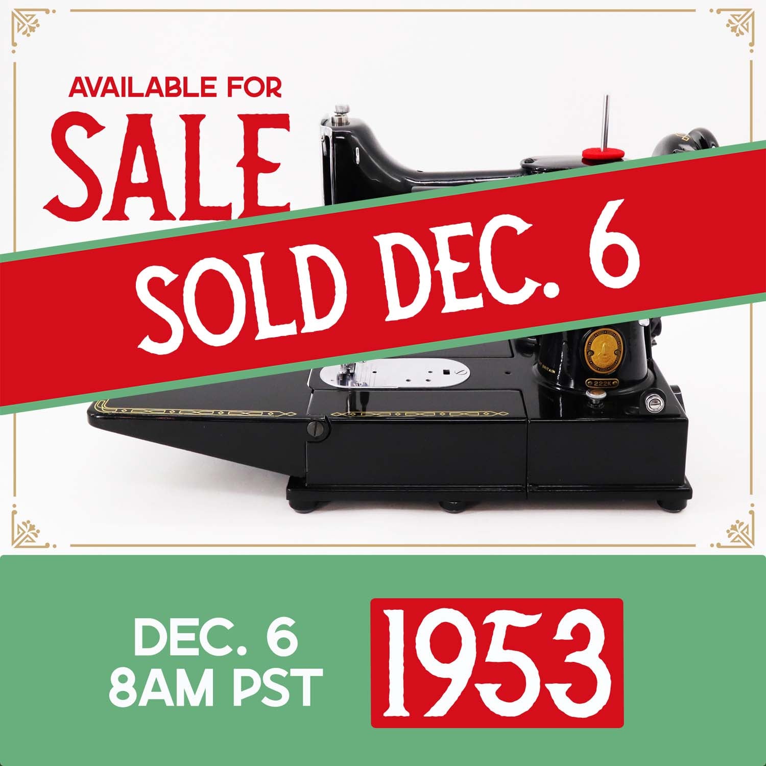 Singer Featherweight 222K Sewing Machine - EJ26949*, 1953