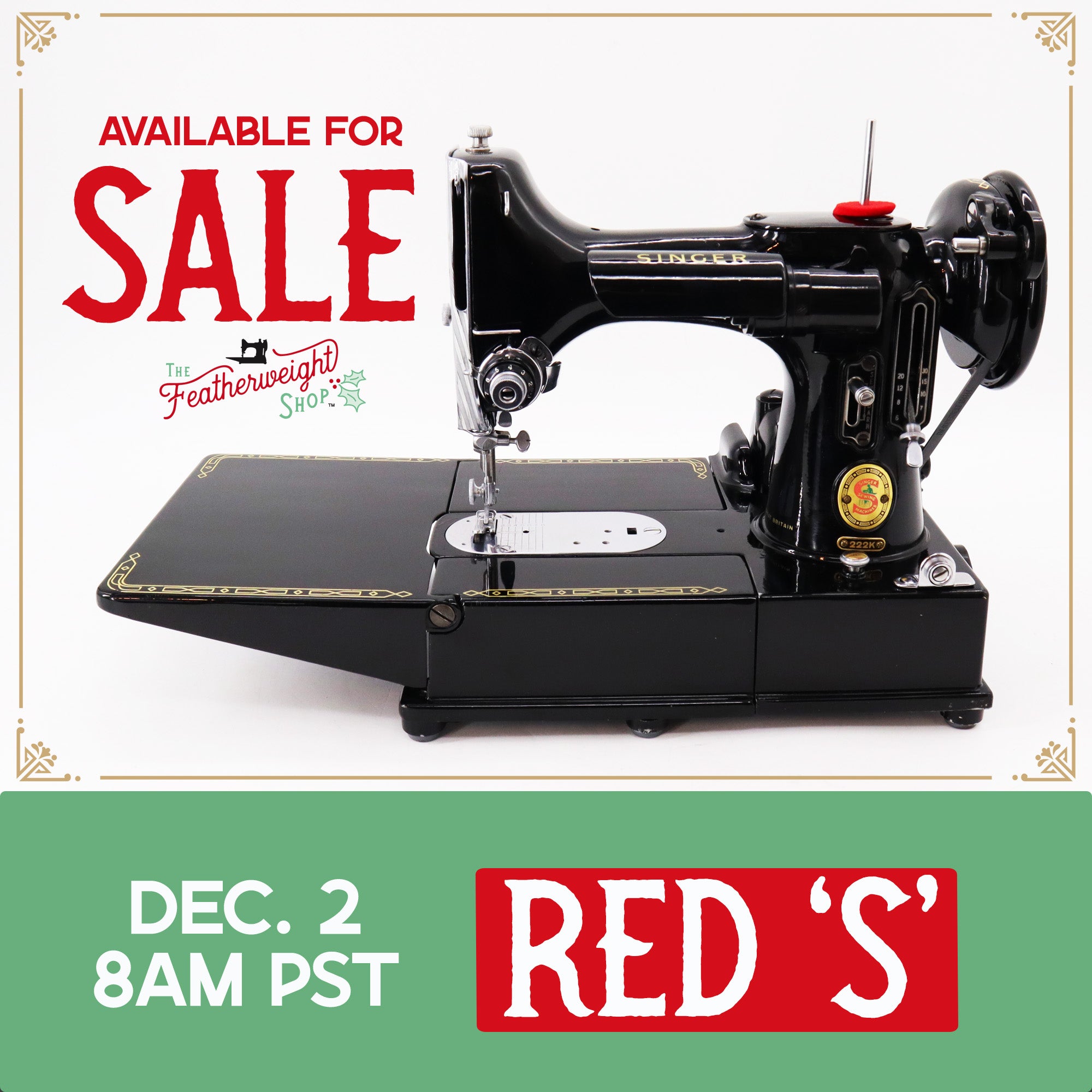 Singer Featherweight 222K Sewing Machine, Red 'S' - ER3172** - 1960