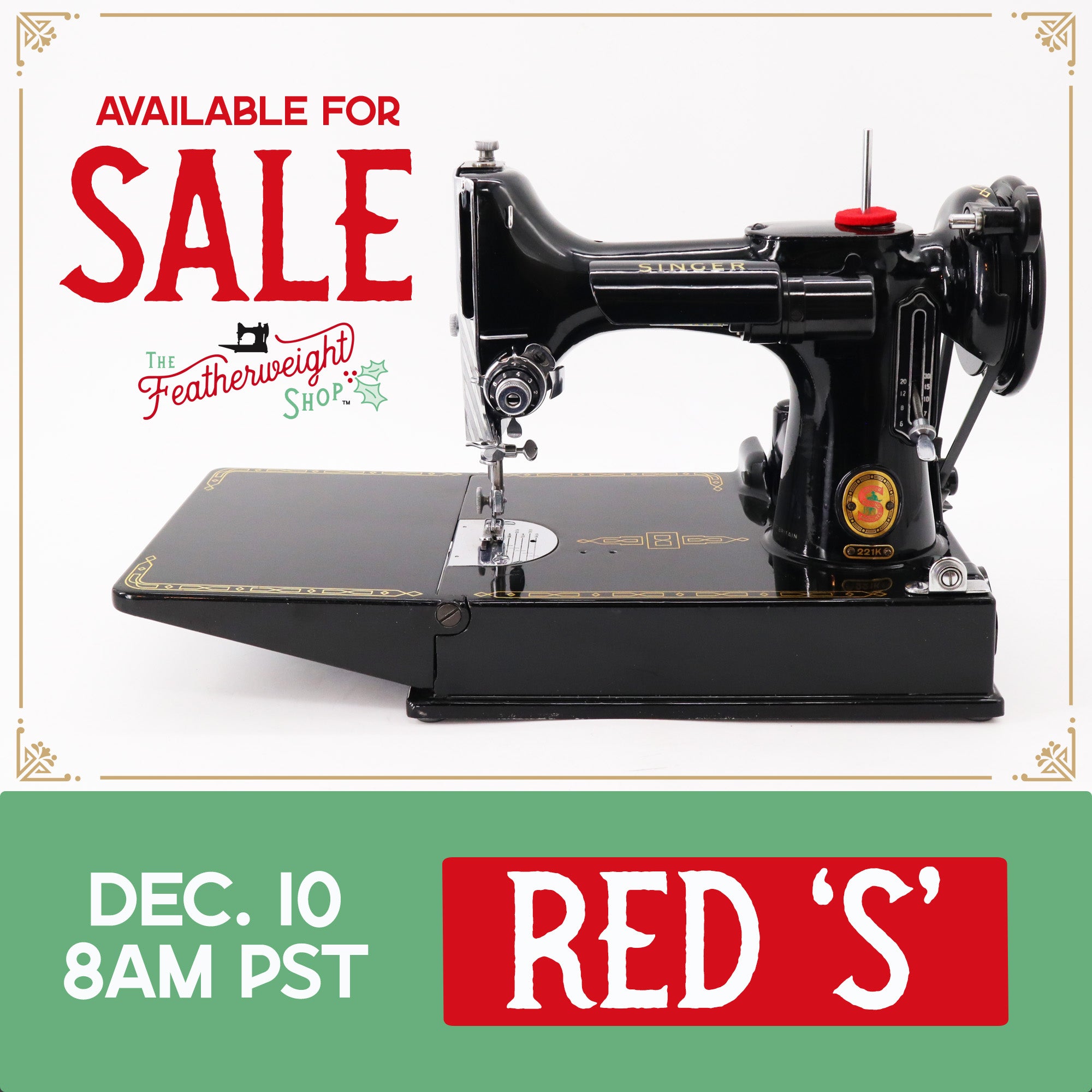 Singer Featherweight 221K Sewing Machine, RED "S" - ES1731**