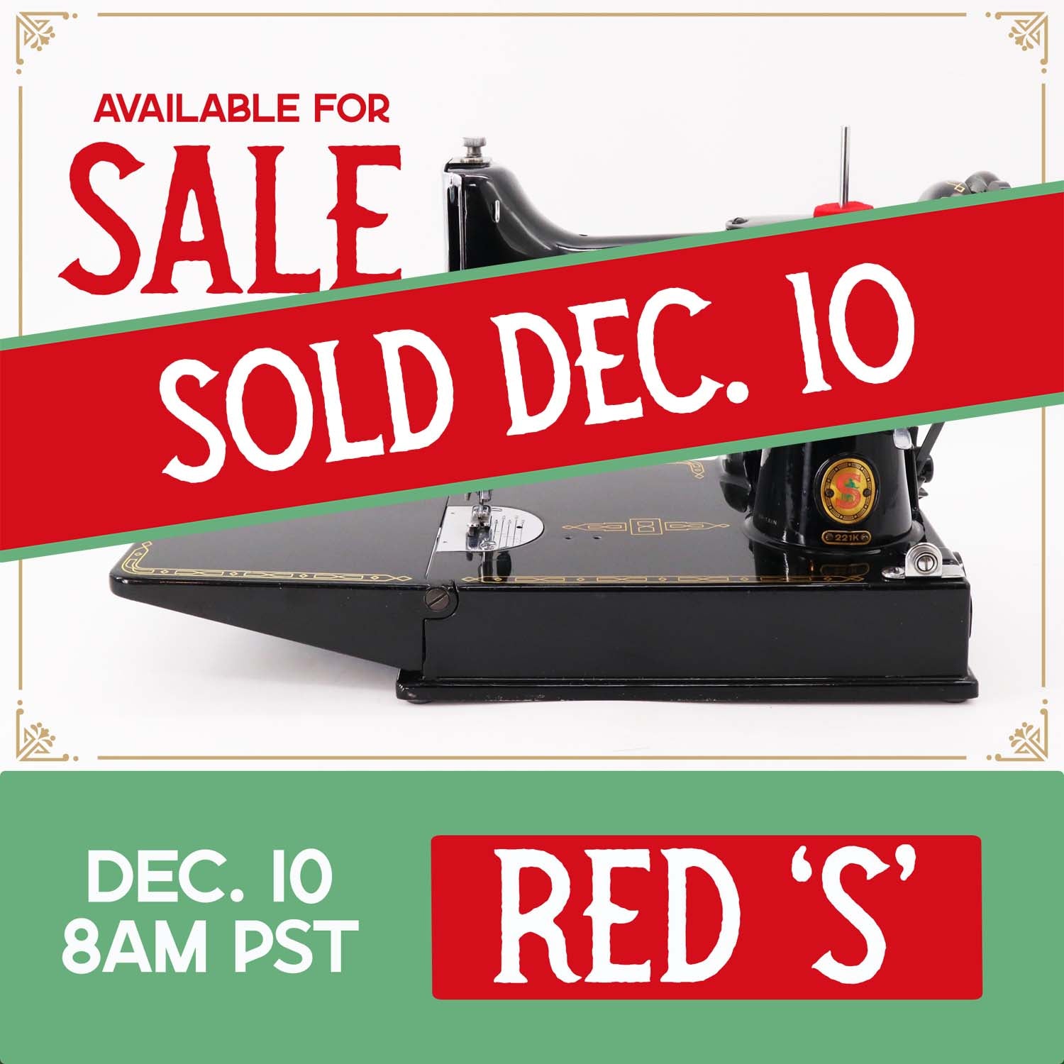 Singer Featherweight 221K Sewing Machine, RED "S" - ES1731**