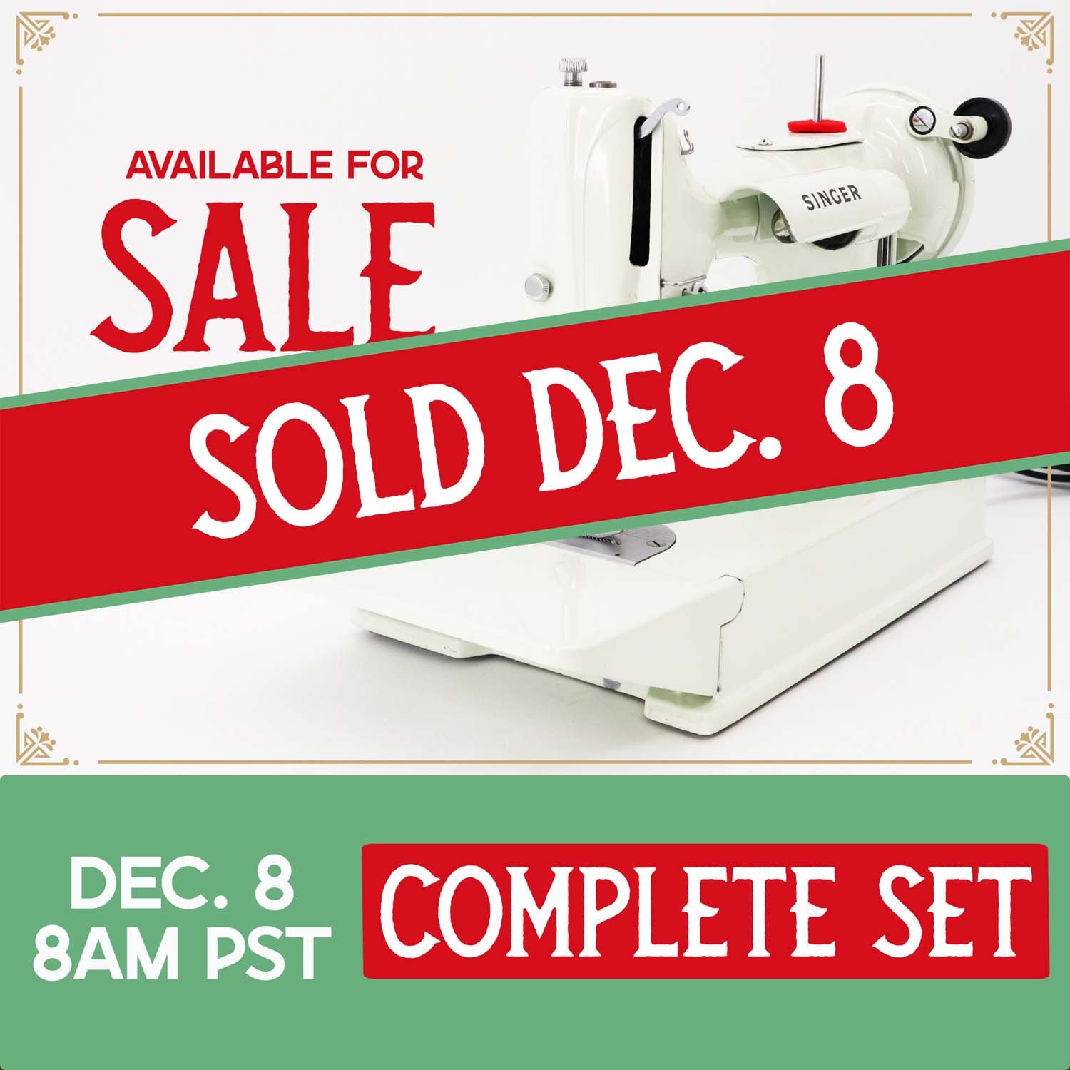Singer Featherweight 221K Sewing Machine, WHITE - EV9584**