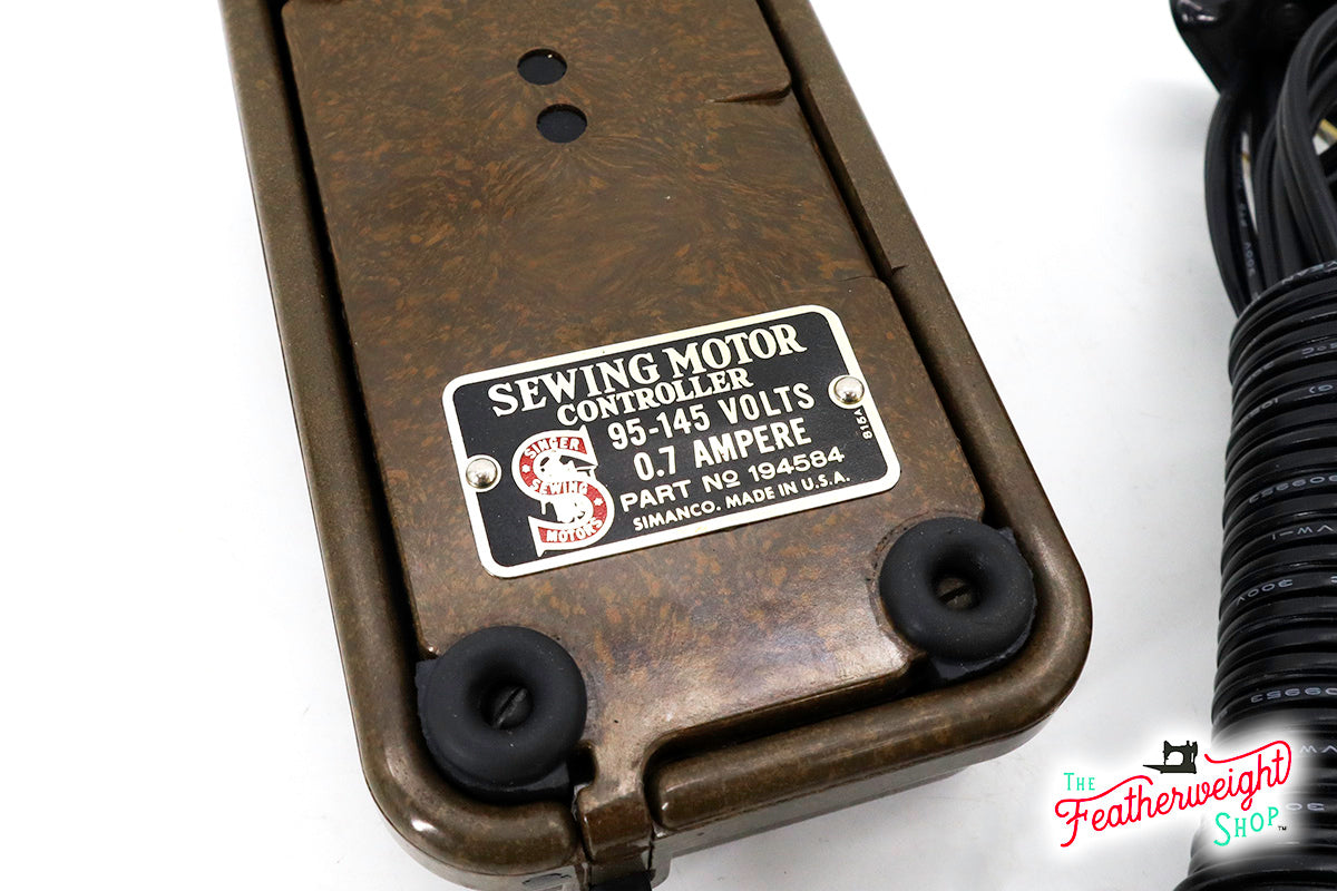 Foot Controller, SINGER Marbled Tortoise Shell Coloring with Bakelite Terminal (Vintage Original)