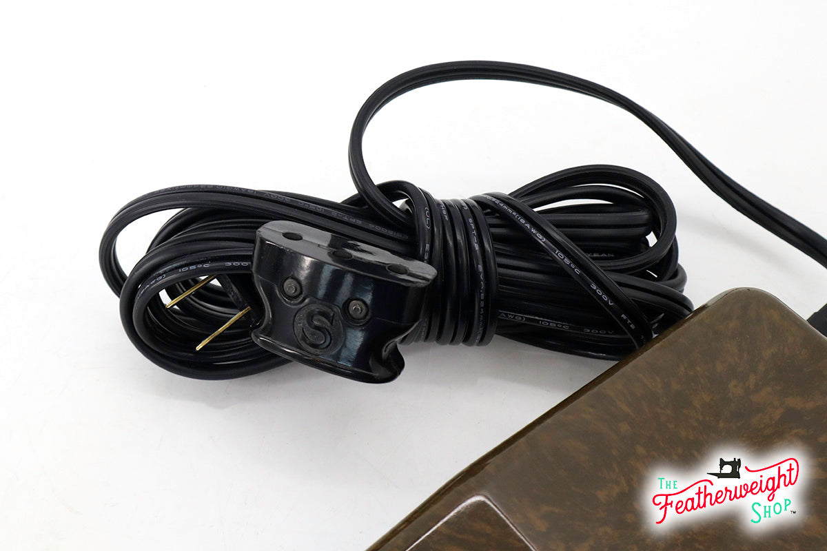 Foot Controller, SINGER Marbled Tortoise Shell Coloring with Bakelite Terminal (Vintage Original)