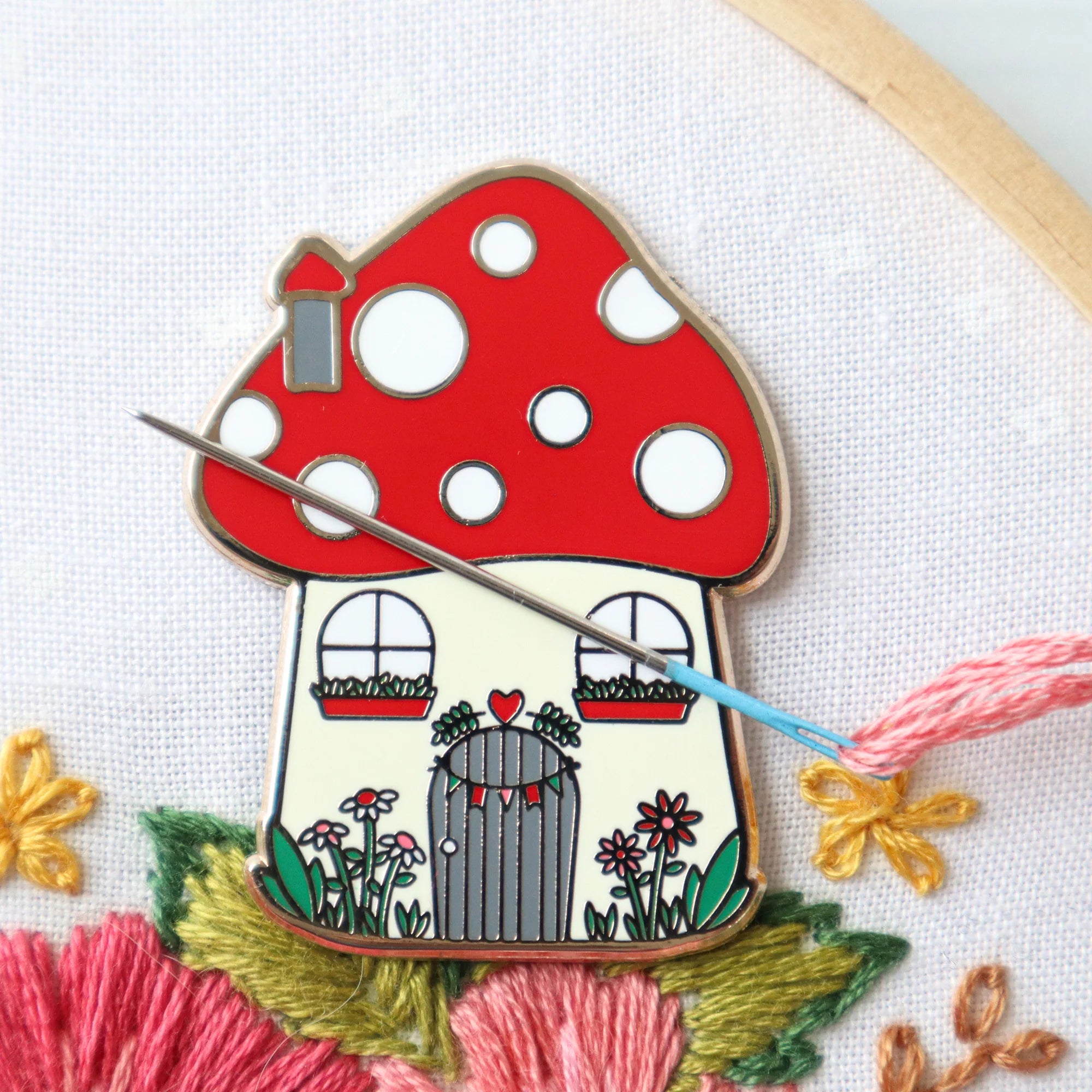 Needle Minder, WOODLAND MUSHROOM HOUSE by Flamingo Toes