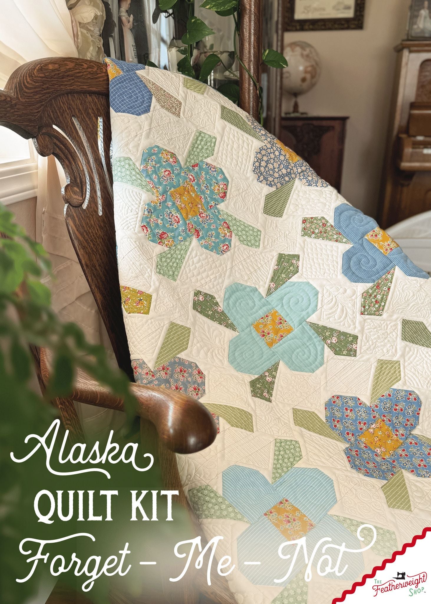 Quilt Kit, Laser Pre-cut - Forget-Me-Not Scrapflower Alaska Quilt Kit
