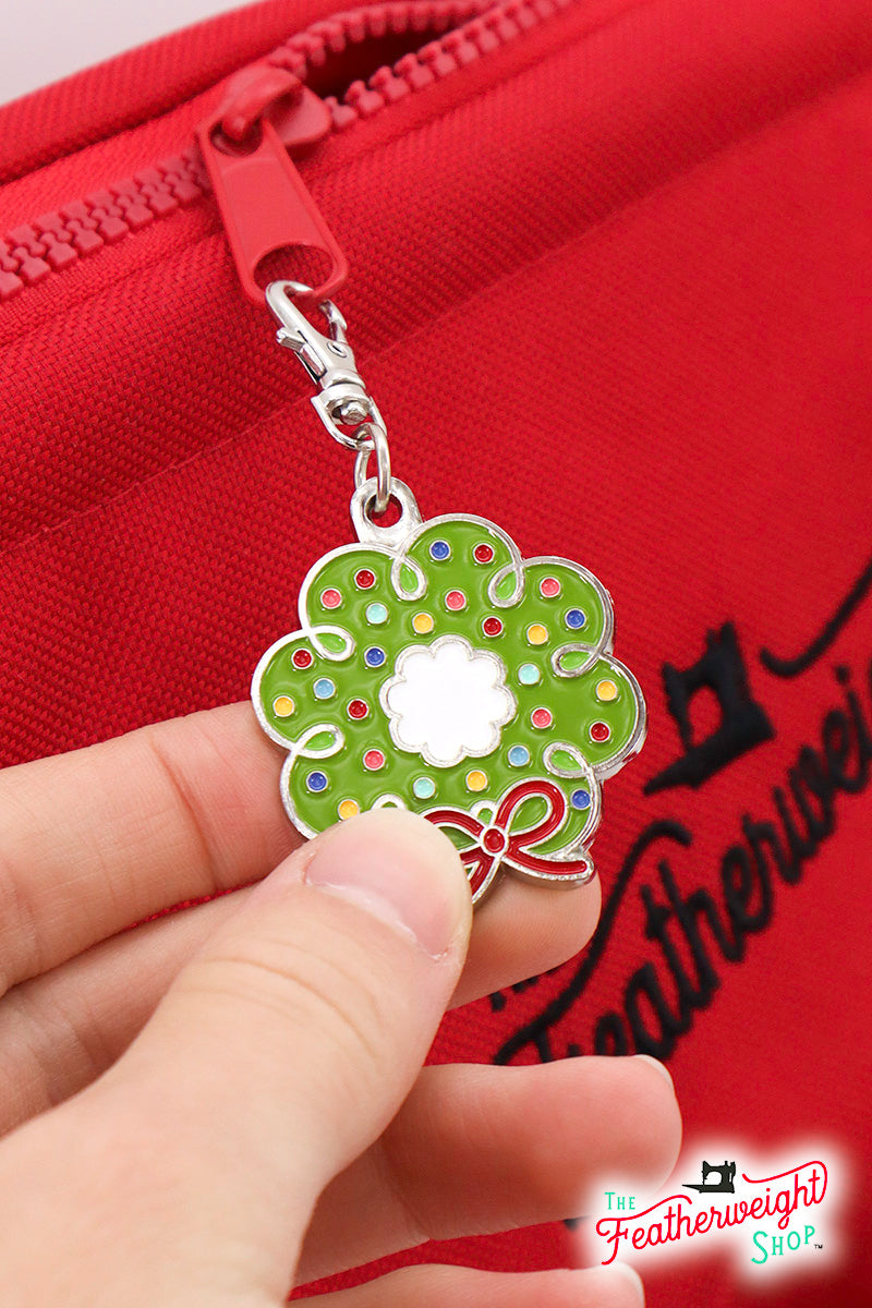 Enamel Happy Charm, Christmas Wreath Keyring & Keychain by Lori Holt
