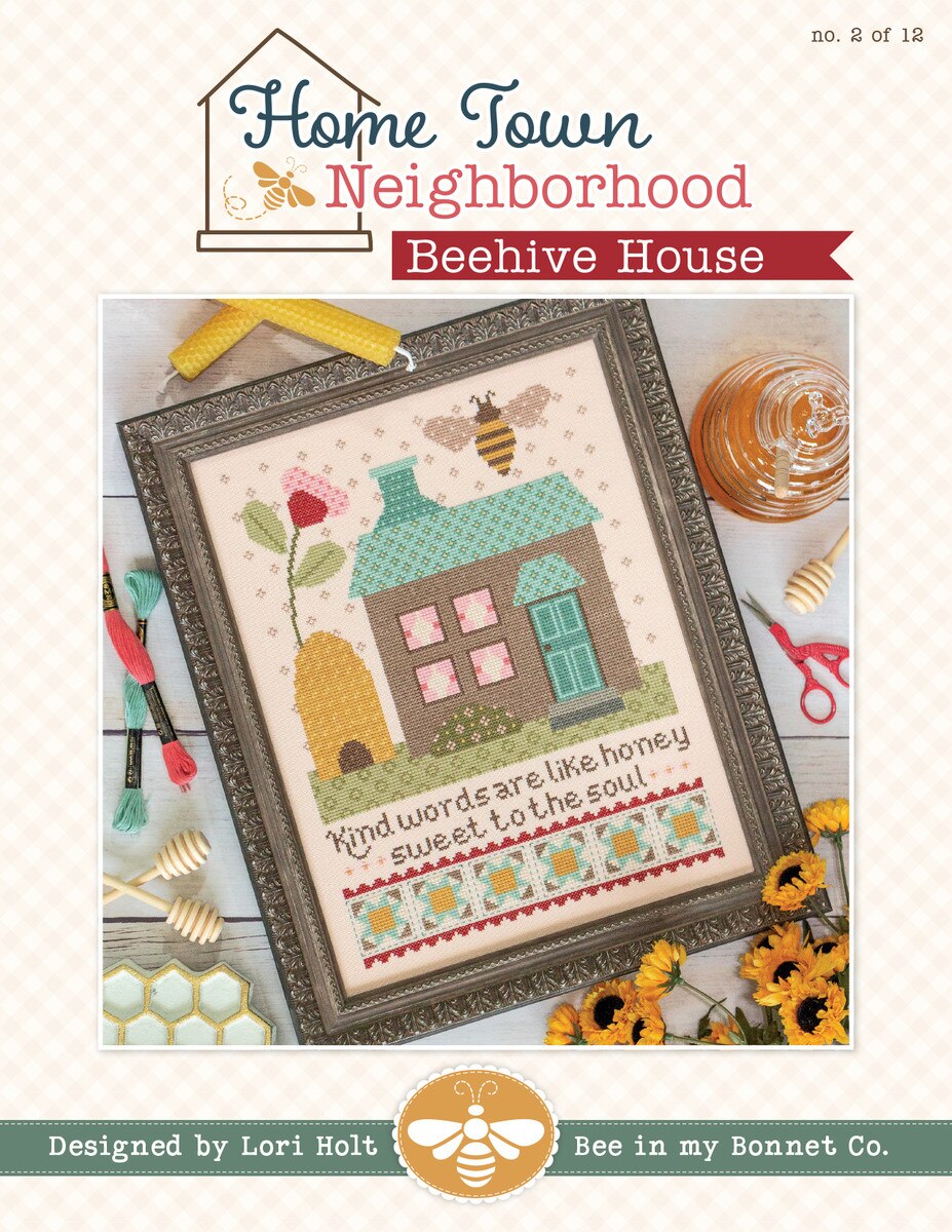 Counted Cross Stitch, HOME TOWN Neighborhood Beehive House Pattern by Lori Holt