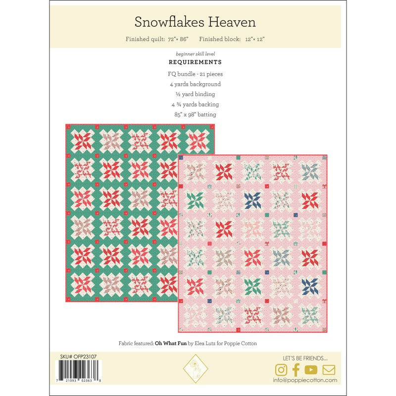 PATTERN, Snowflake Heaven by Poppie Cotton