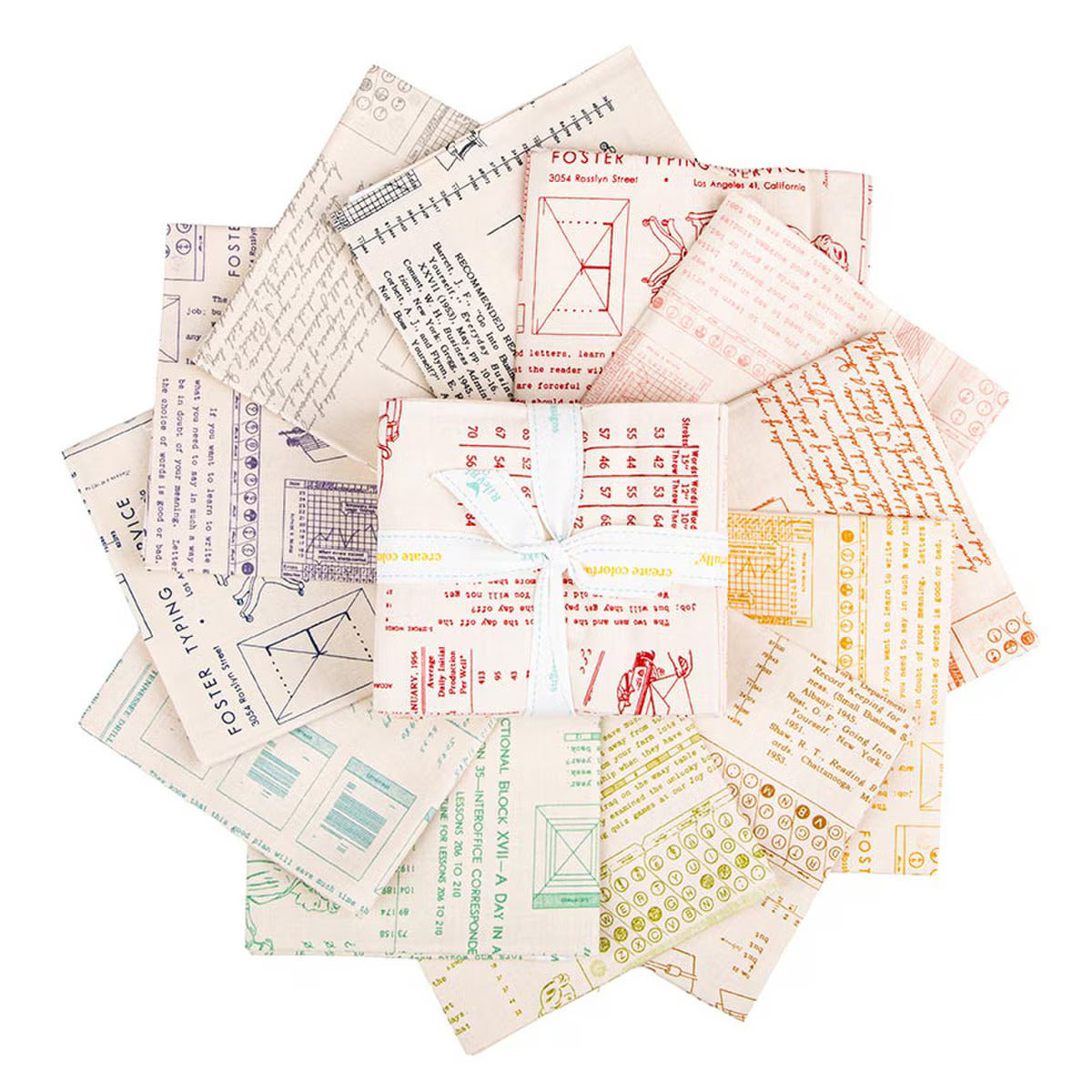 Fabric, TYPE/ography BACKGROUNDS by Lori Holt - FAT QUARTER BUNDLE