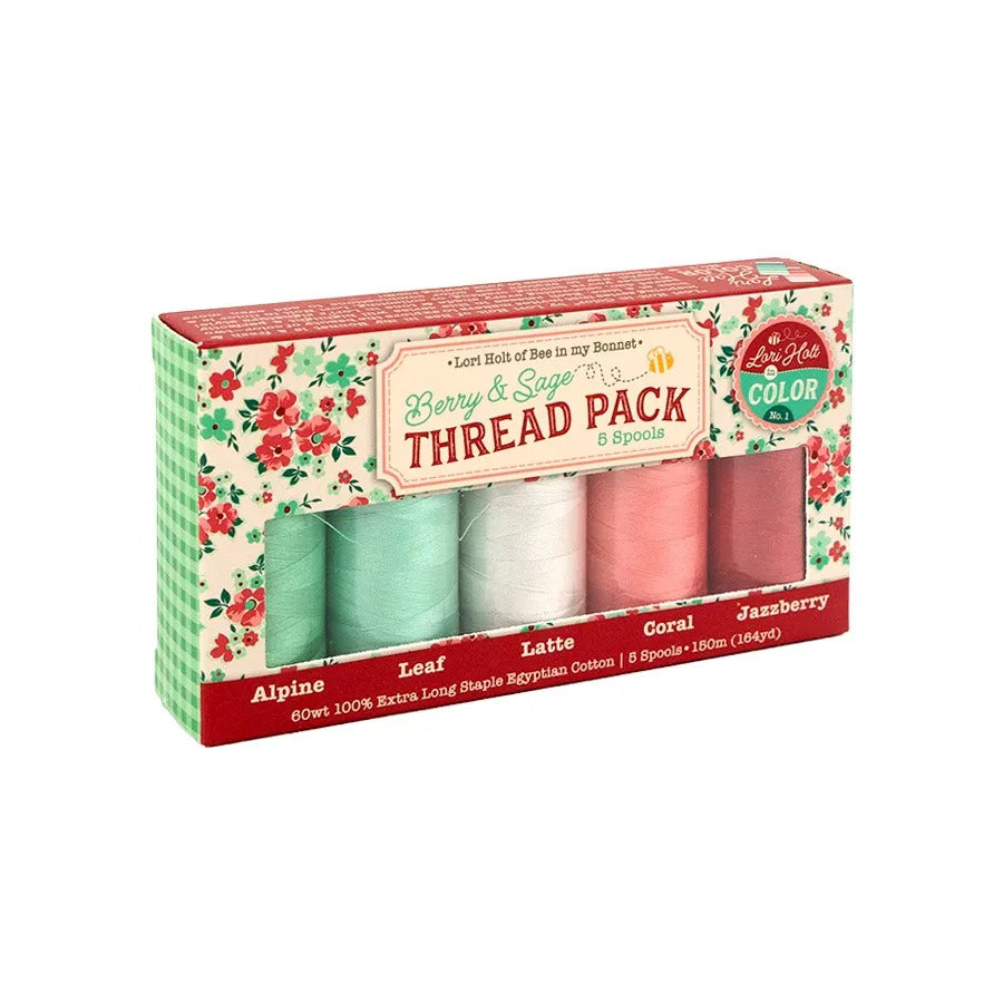 Thread Pack, BERRY & SAGE 5 Spools for Piecing & Applique by Lori Holt