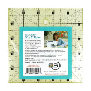 Cutting Ruler, QUILTER'S SELECT 5" x 5" SQUARE (Non-Slip)