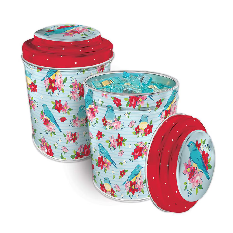Quilty Clips, Floral Tin with 100 ct. - Teal Blue