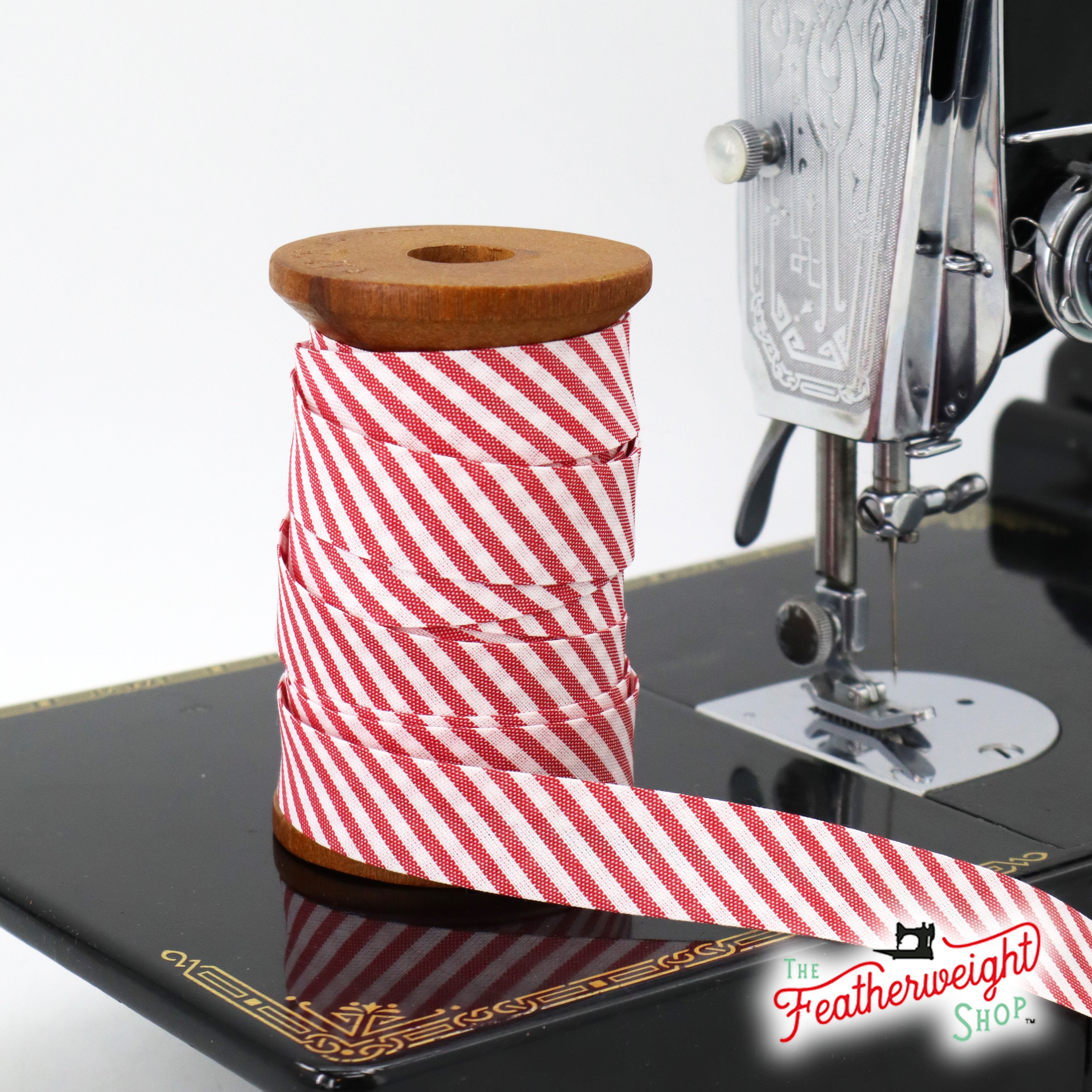 BIAS TAPE, Red & White Single Fold (by the yard)