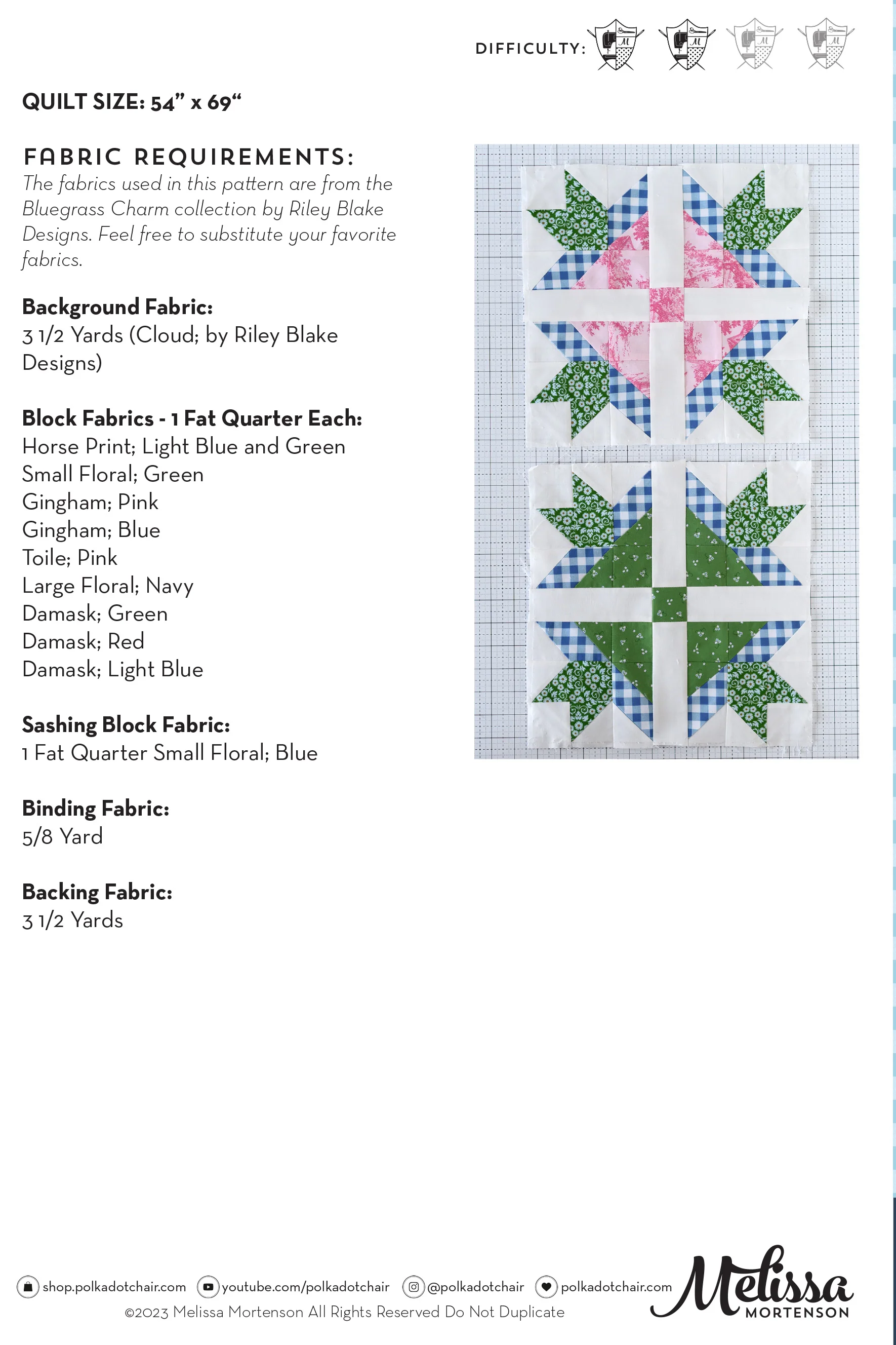 PATTERN, Bluegrass Crossing Quilt Pattern by Melissa Mortenson