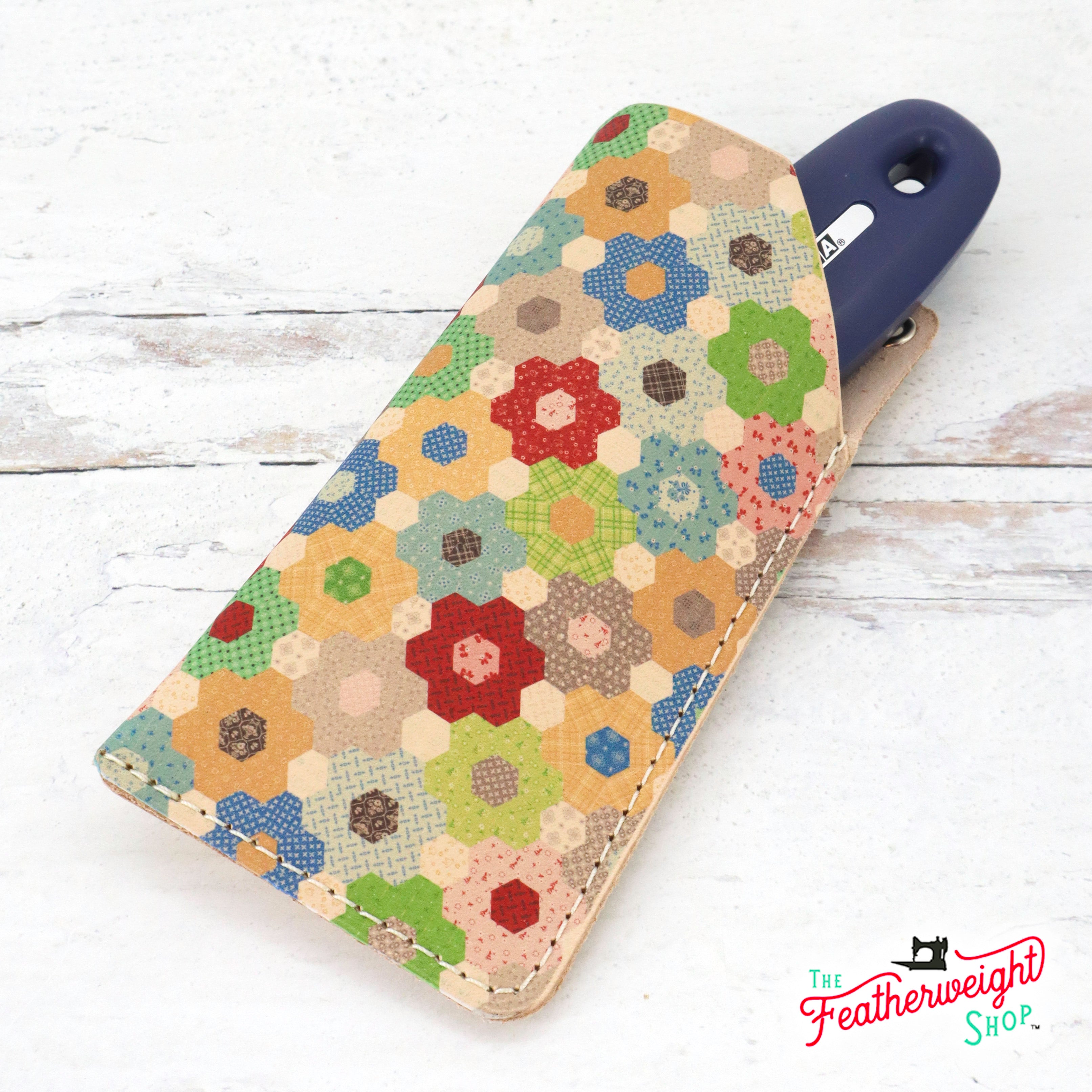 Rotary Sheath & Cover, Leather Calico Grandmother's Flower Garden Quilt by Lori Holt