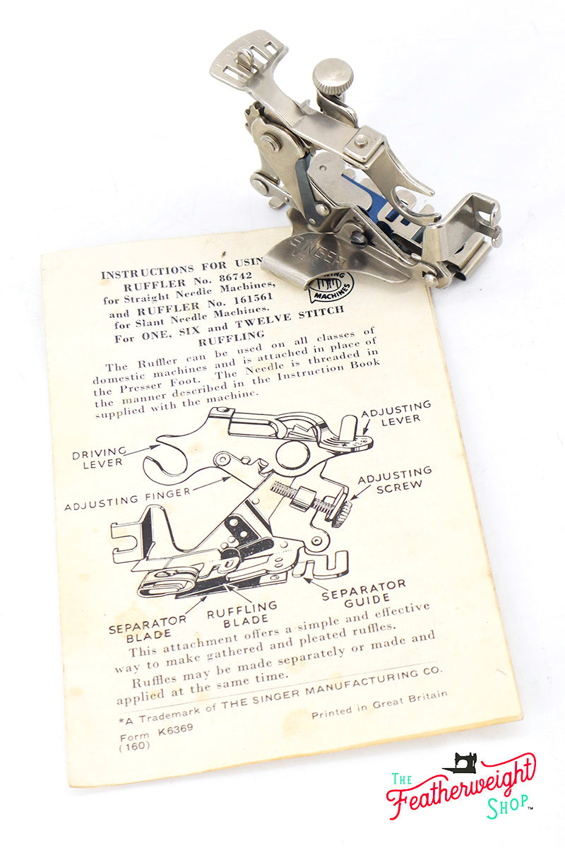 Ruffler Gathering Attachment, Singer (Vintage Original)