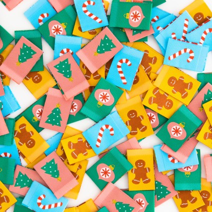 Labels, CHRISTMAS HOLIDAY Quilt Woven Sew-In Tags by Sarah Hearts