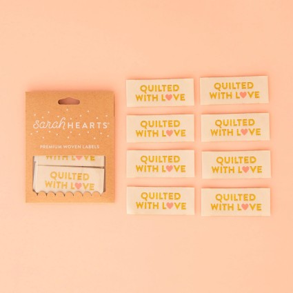Labels, QUILTED WITH LOVE Heart Quilt Woven Sew-In Tags by Sarah Hearts