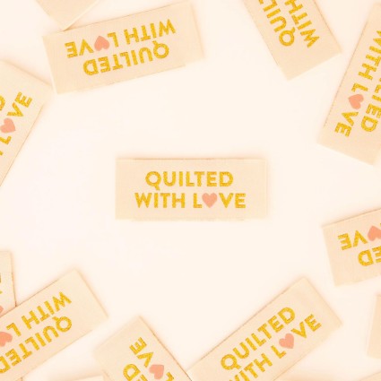 Labels, QUILTED WITH LOVE Heart Quilt Woven Sew-In Tags by Sarah Hearts
