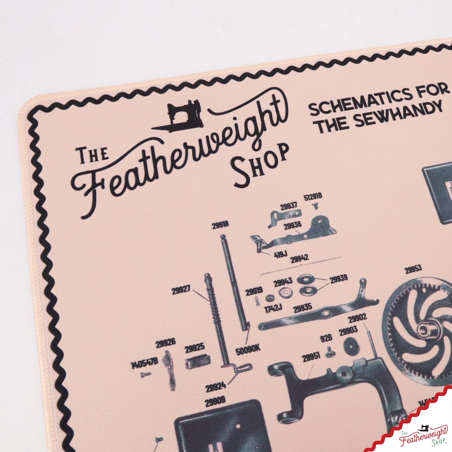 Sew Handy Servicing Mat — pink schematic for the Singer Sewhandy Model 20