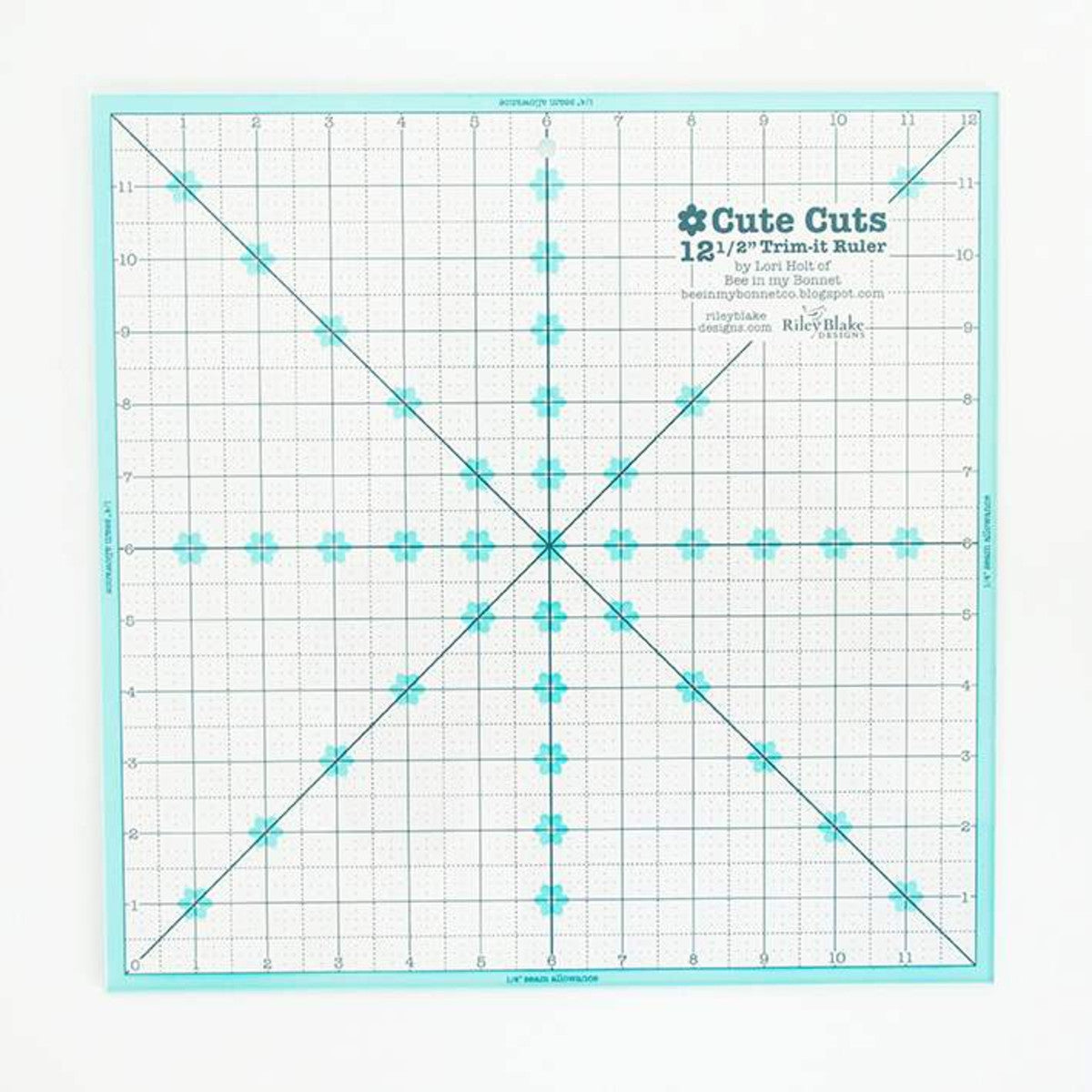 Cutting Ruler, Square TRIM-IT, BLUE 12.5" by Lori Holt Cute Cuts (with self-grips)