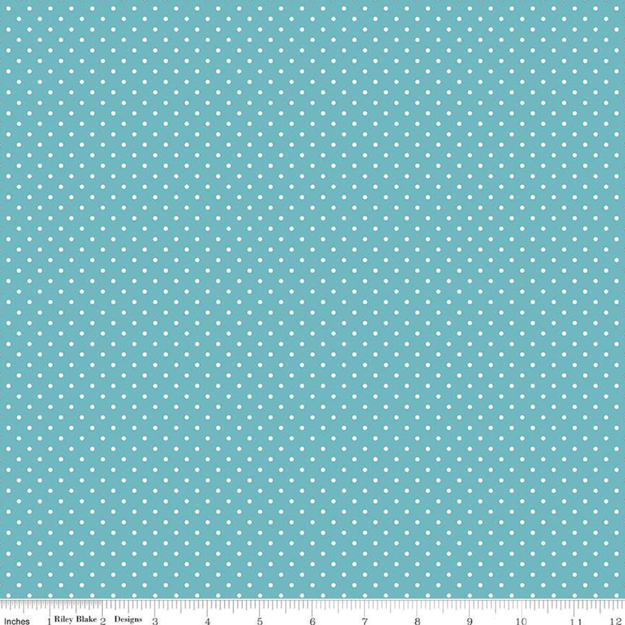 Fabric, SWISS DOT White on COTTAGE Blue Basic by Riley Blake (by the yard)