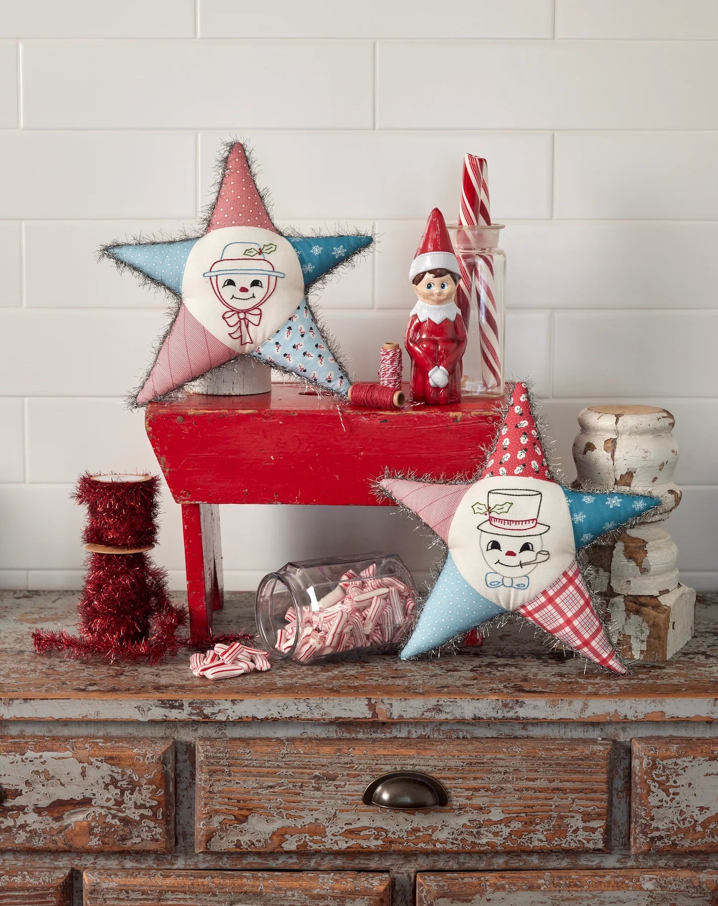 PATTERN, Winter Embroidered Star Pillows by Buttermilk Basin