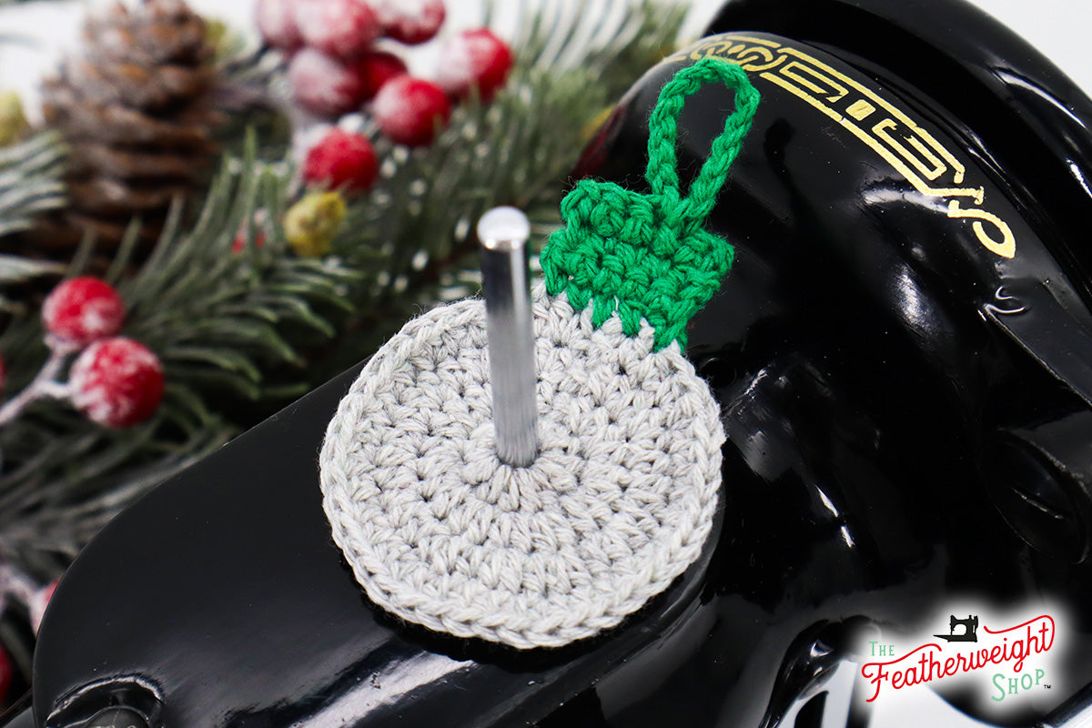Spool Pin Doily - Christmas Ball Ornament Silver