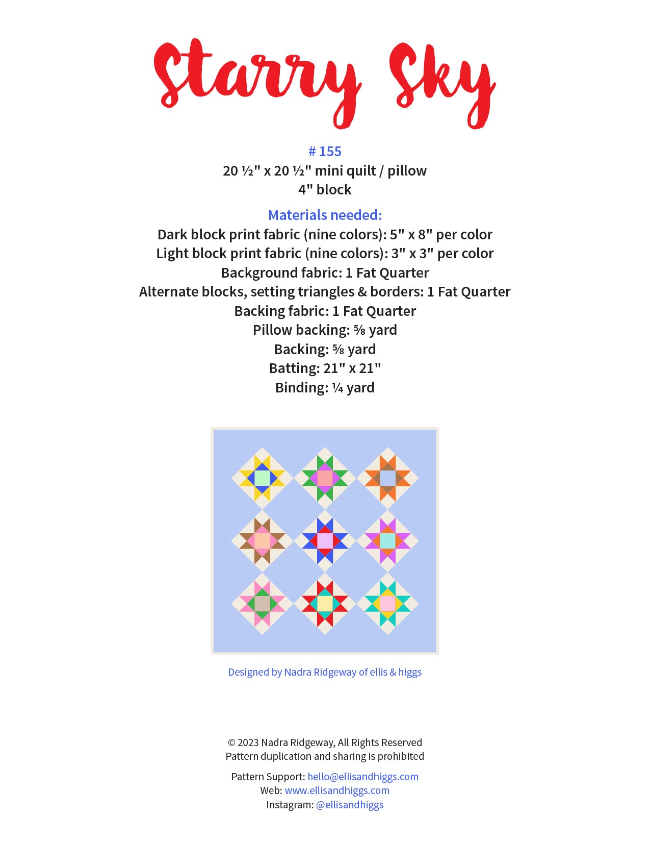 Pattern, Starry Sky Pillow Cover by Ellis & Higgs (digital download)