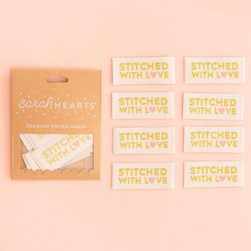 Labels, STITCHED WITH LOVE Heart Quilt Woven Sew-In Tags by Sarah Hearts