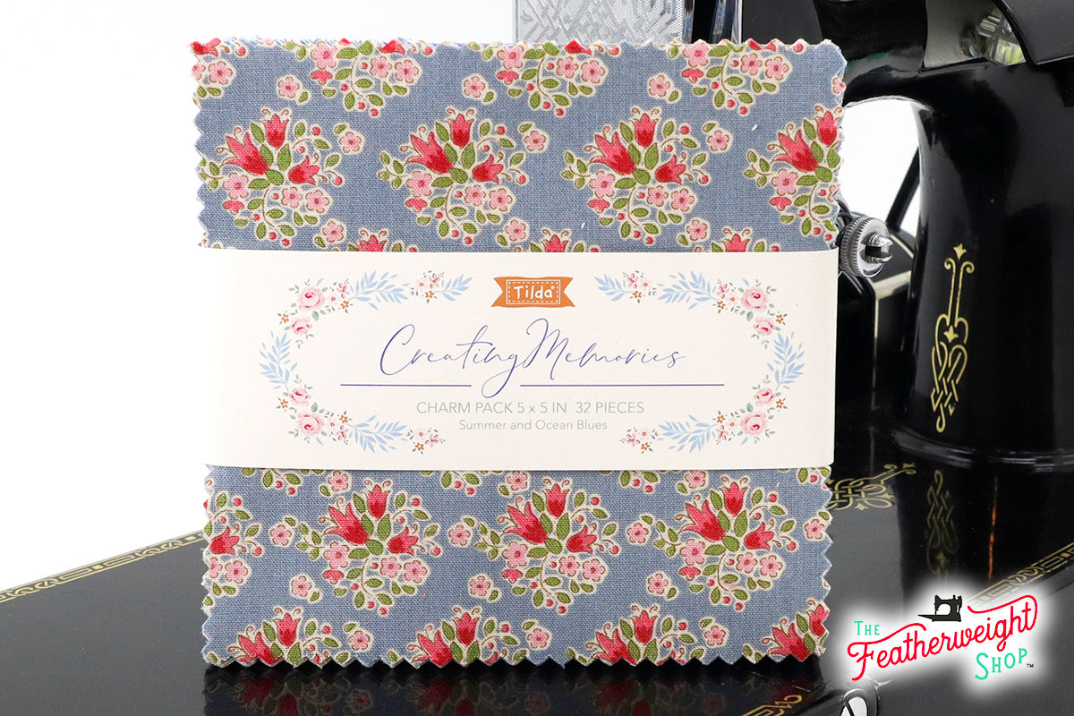 Fabric, Creating Memories SUMMER & OCEAN BLUES by Tilda - 5-inch CHARM PACK