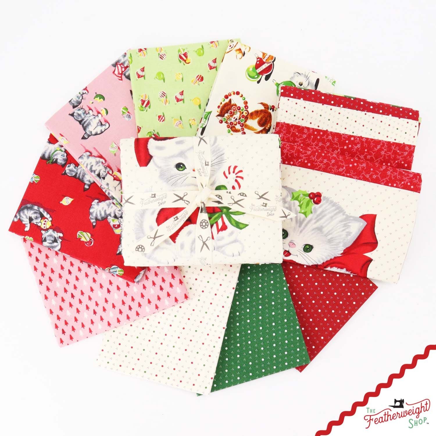 Fabric, A Kitty for Christmas by Hannah West - FAT QUARTER BUNDLE