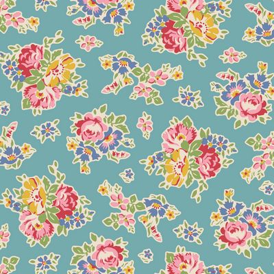 Fabric, Jubilee Collection by Tilda - SUE TEAL (by the yard)