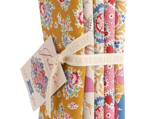 Load image into Gallery viewer, Fabric, Jubilee by Tilda - FAT QUARTER BUNDLE (MUSTARD YELLOW &amp; PINK, 5 Prints)
