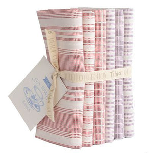Fabric, Tilda Woven Tea Towel Basics Fat Quarter Bundle - RED PLUM