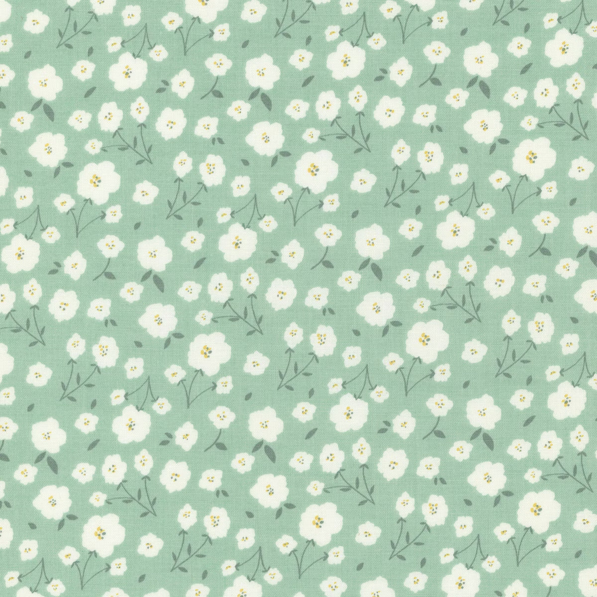 Fabric, Sunsetridge Flowers by Minki Kim - SEAFOAM (by the yard)