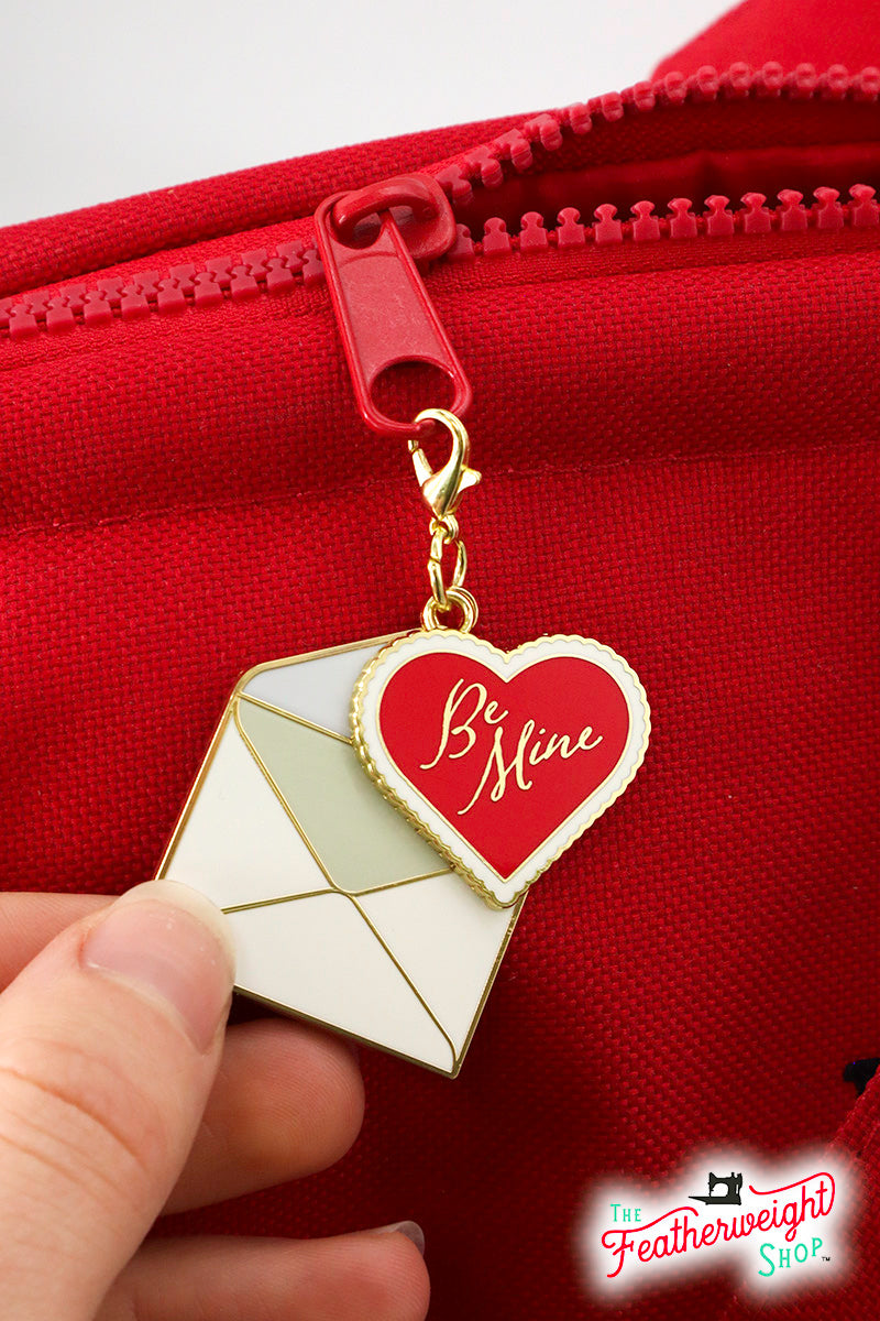 Enamel Charm Zipper Pull - BE MINE LOVE LETTER & VALENTINE by Cathe Holden