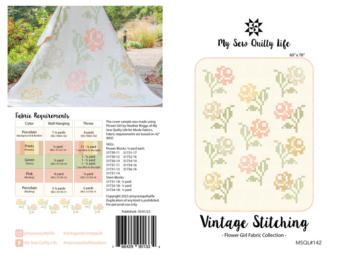 Pattern, Vintage Stitching Quilt by My Sew Quilty Life (digital download)