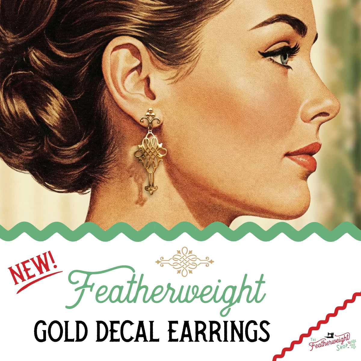 Jewelry, Singer Featherweight CELTIC KNOT Gold, EARRINGS