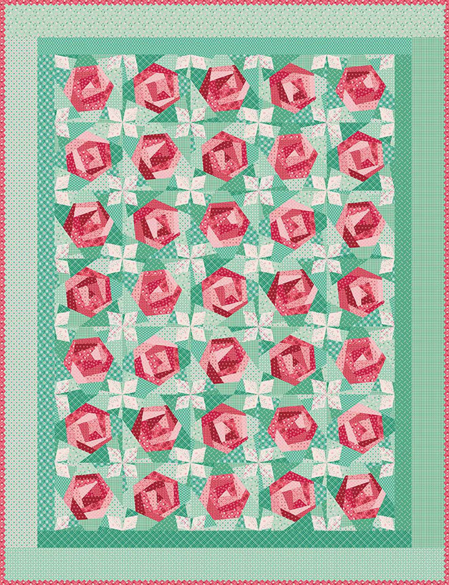 Foundation Paper Piecing Sheets, Paper Roses Quilt Block by Lori Holt - 10" inch