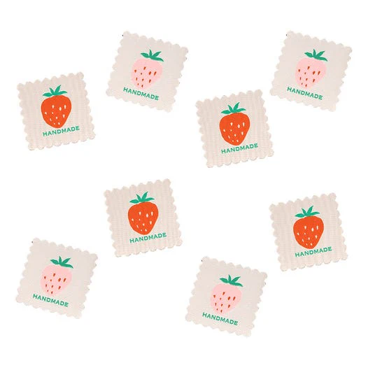 Labels, Scalloped Strawberry Woven Sew-In Tags by Minki Kim