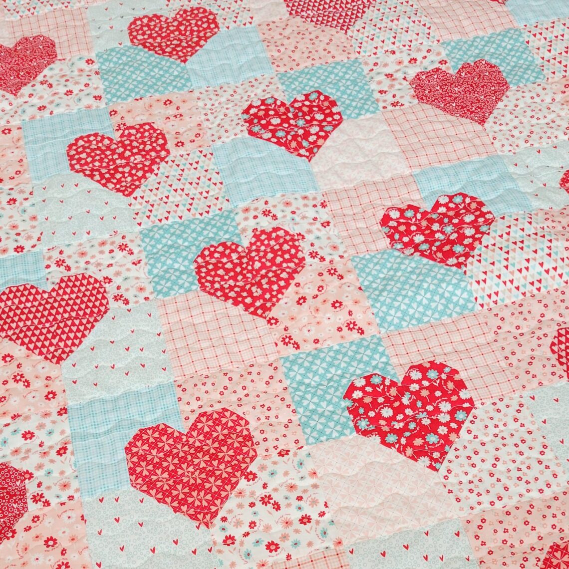 PATTERN, Patchwork Hearts Quilty Love by Emily Dennis