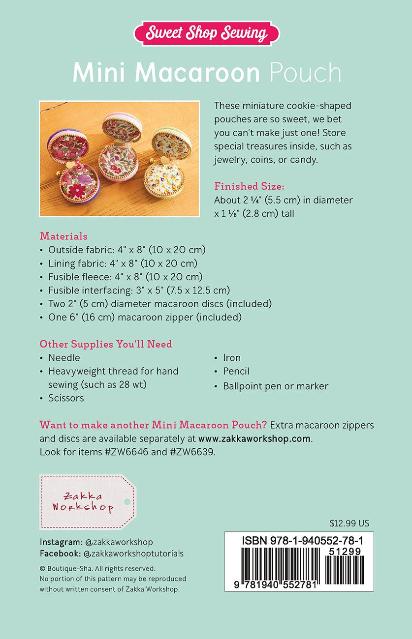 PATTERN, Mini Macaron Pouch + Hardware Kit