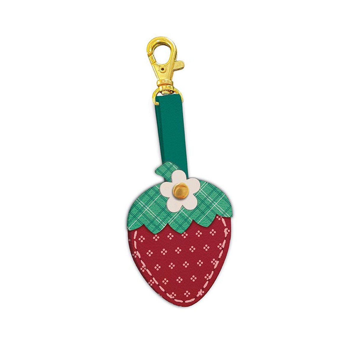 Keyring & Keychain Berry & Sage Leather Charm, Strawberry by Lori Holt