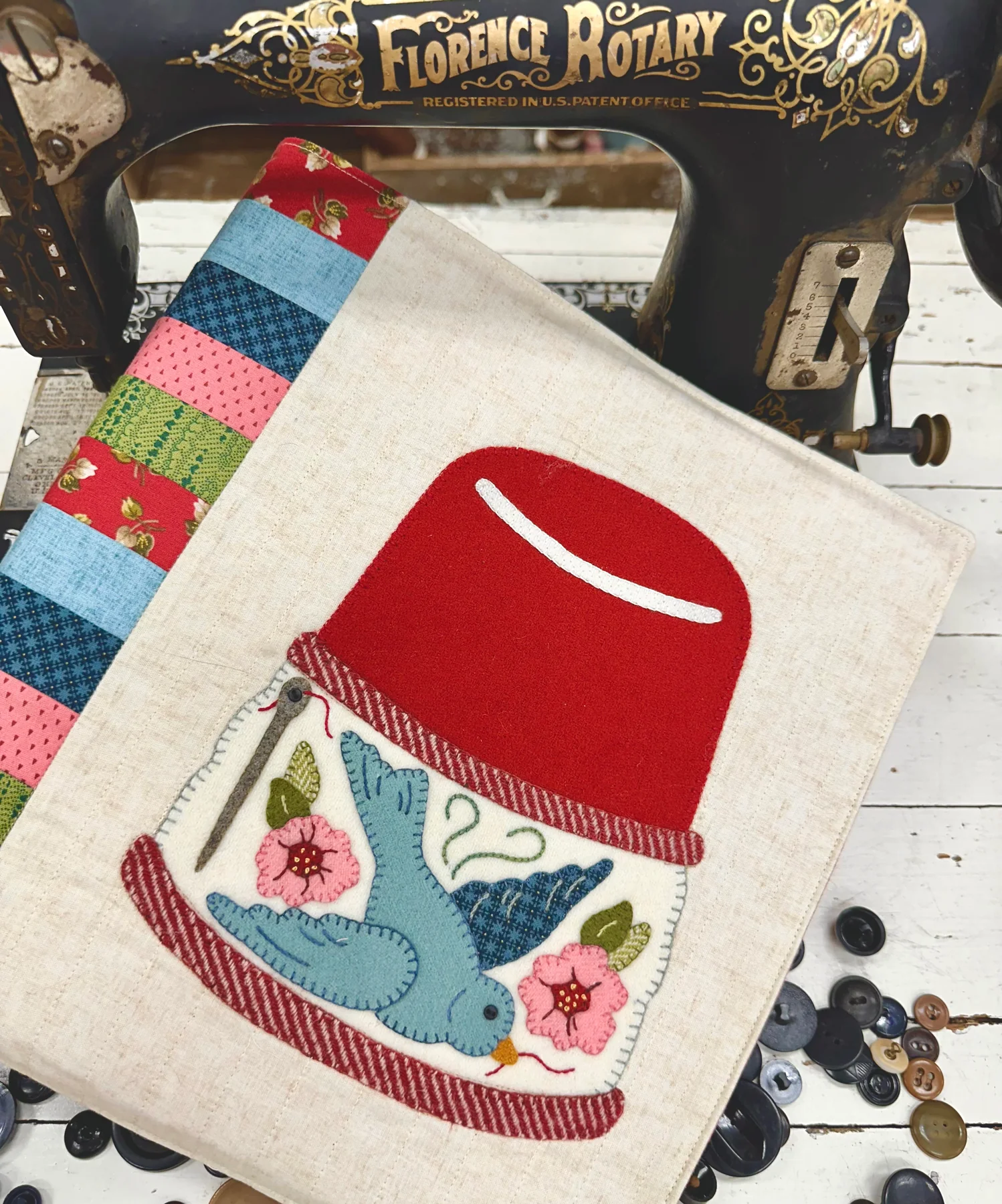 Kit, Wool - Sewing Bird Thimble Quilt Project Book Cover by Buttermilk Basin