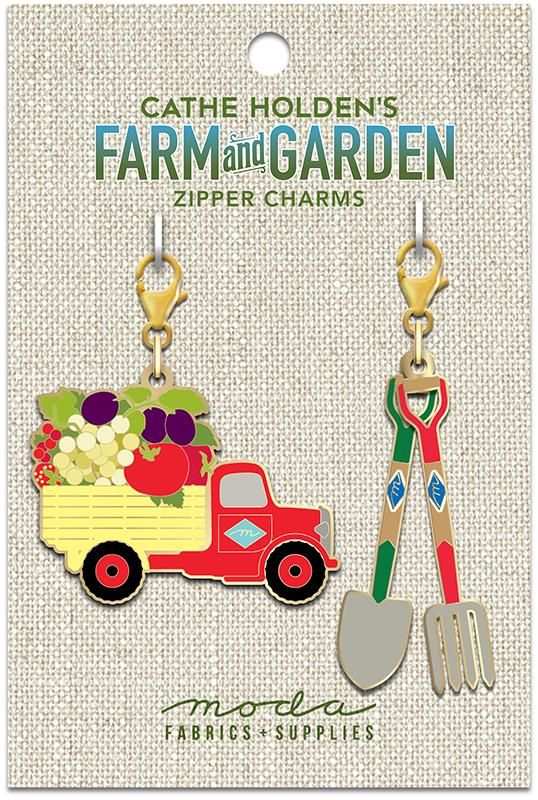 Enamel Charm Zipper Pull - TRUCK & GARDEN TOOLS by Cathe Holden