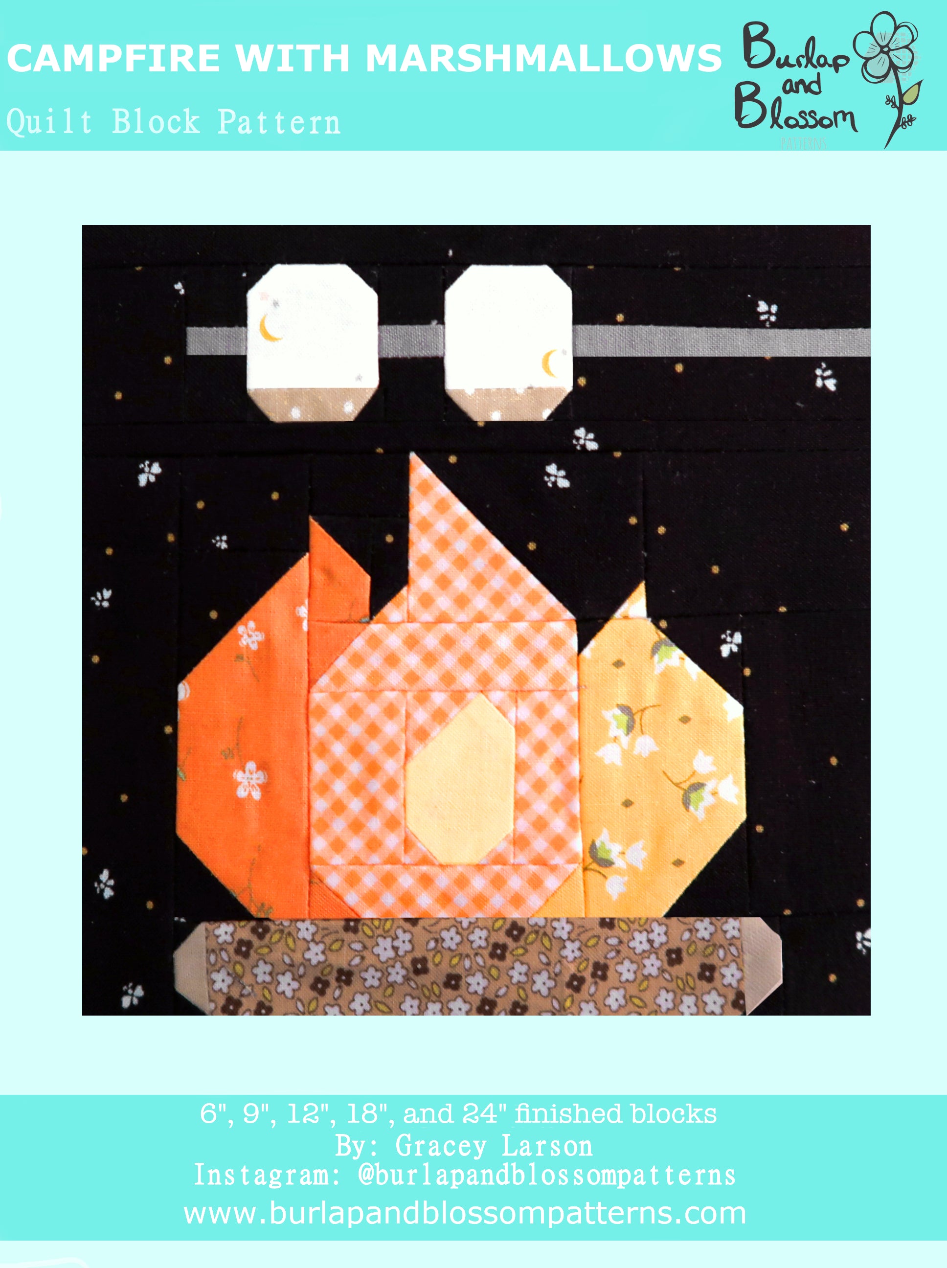Pattern, Campfire Quilt Block by Burlap and Blossom (digital download)