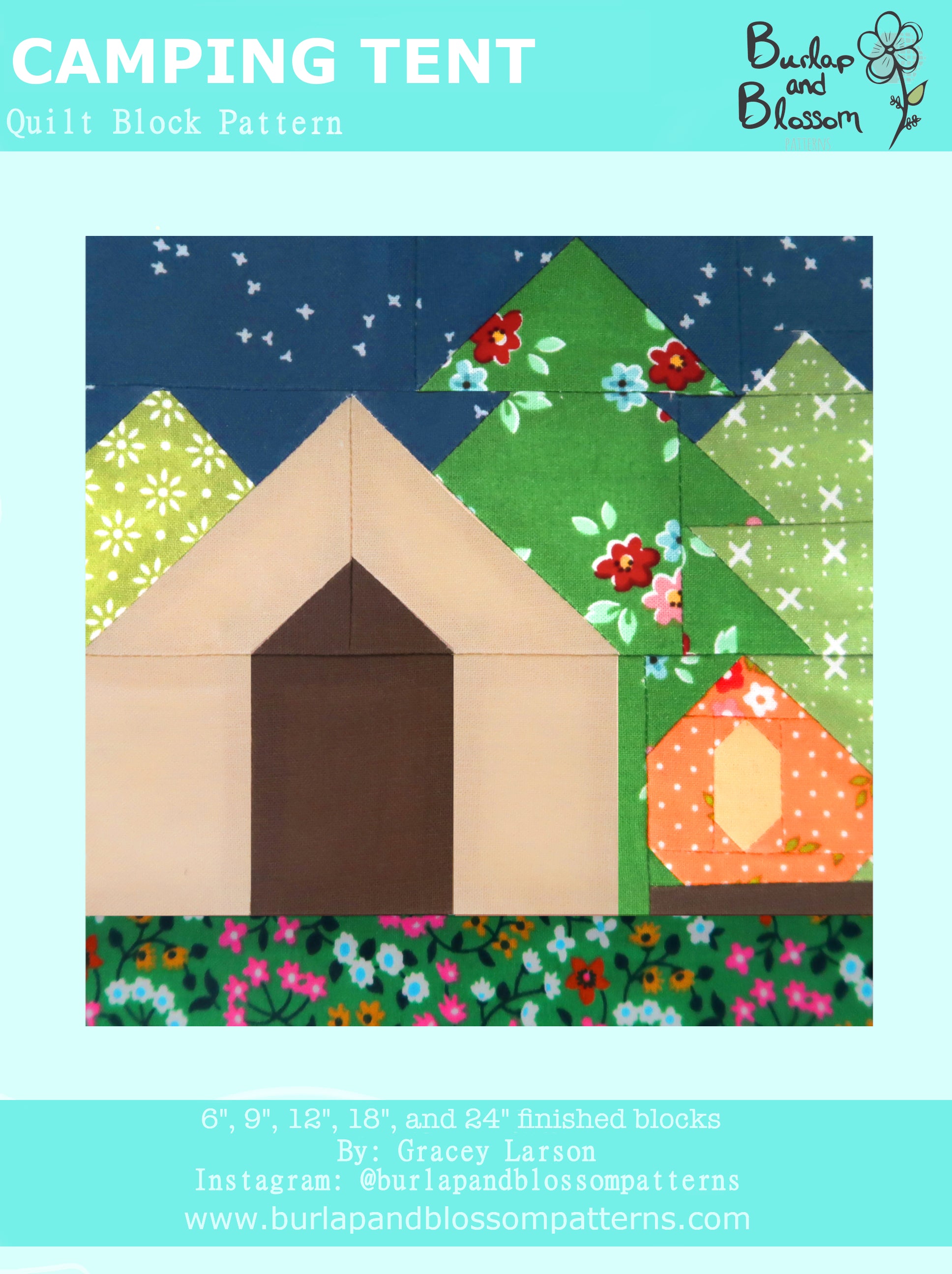 tent pattern Pattern, Camping Tent Block by Burlap and Blossom (digital download)
