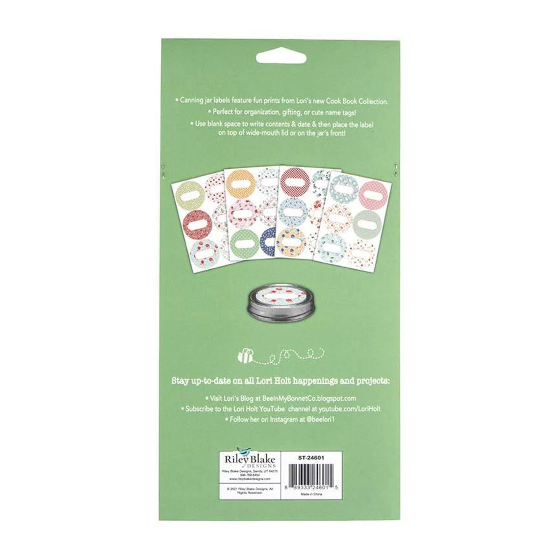 Canning Jar Labels, Cook Book by Lori Holt - Set of 24