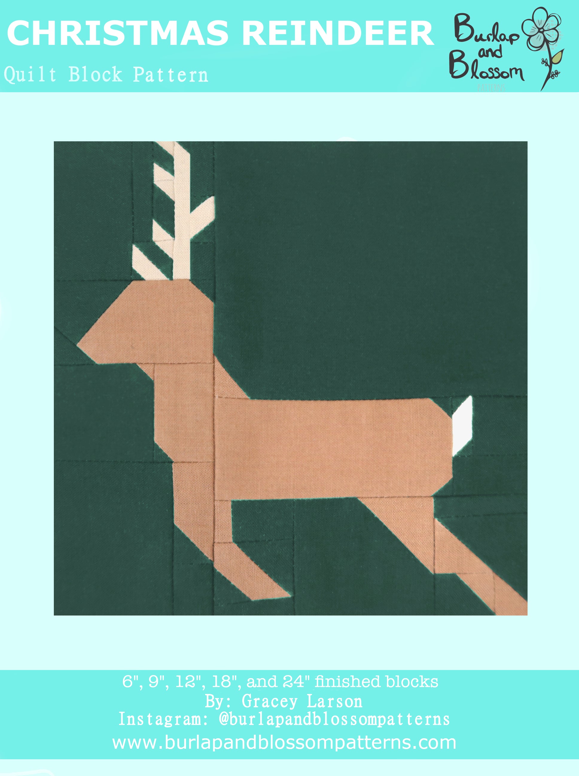 Pattern, Christmas Reindeer Block by Burlap and Blossom (digital downl – The Singer Featherweight Shop pattern-christmas-reindeer-block-by-burlap-and-blossom-digital-downl-the-singer-featherweight-shop